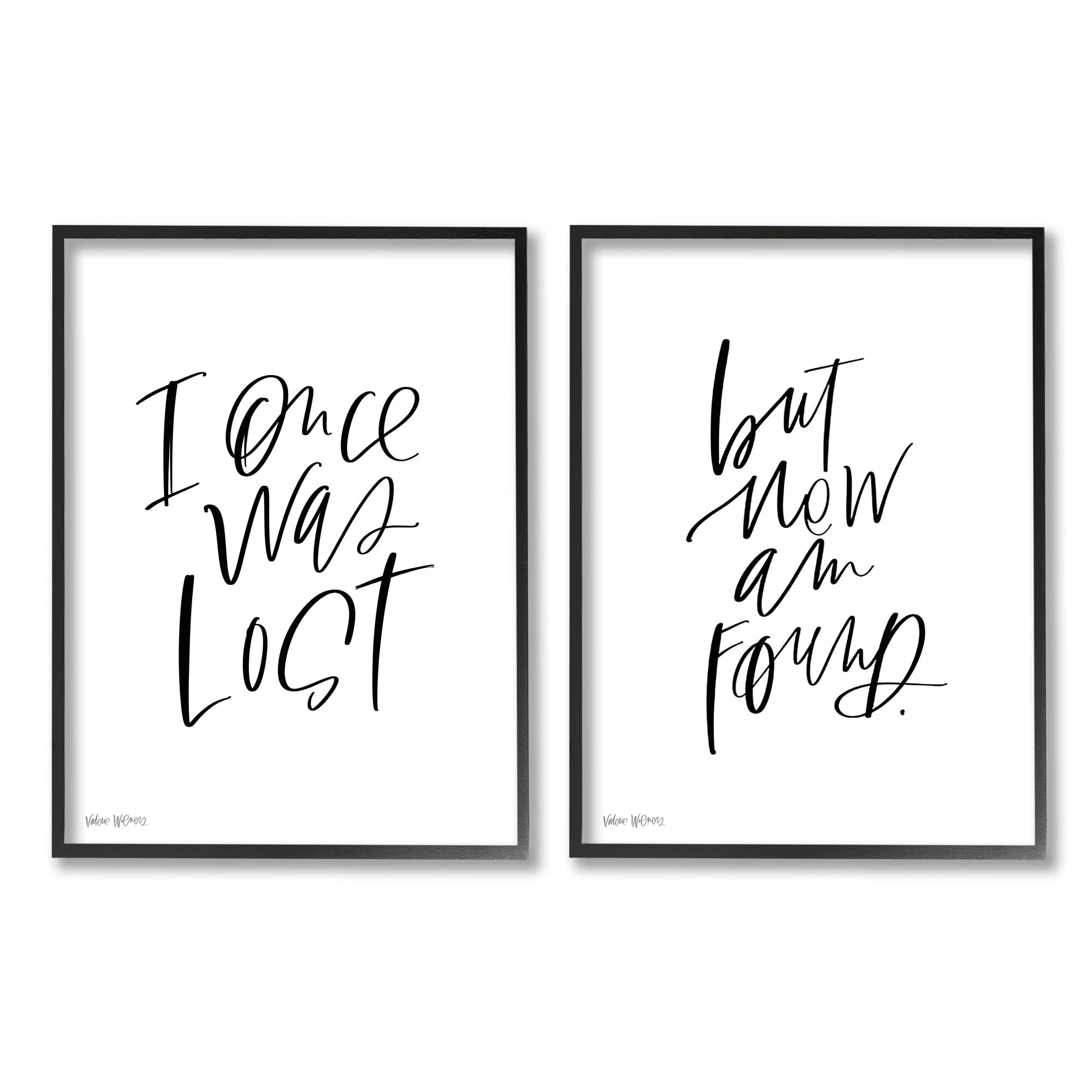 Stupell Industries Lost Now Am Found Calligraphy Religious Inspirational Quote,11 x 14, Design by Valerie Wieners