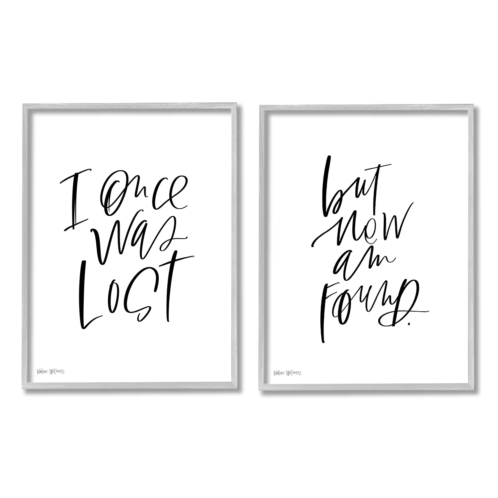 Stupell Industries Lost Now Am Found Calligraphy Religious Inspirational Quote,24 x 30, Design by Valerie Wieners