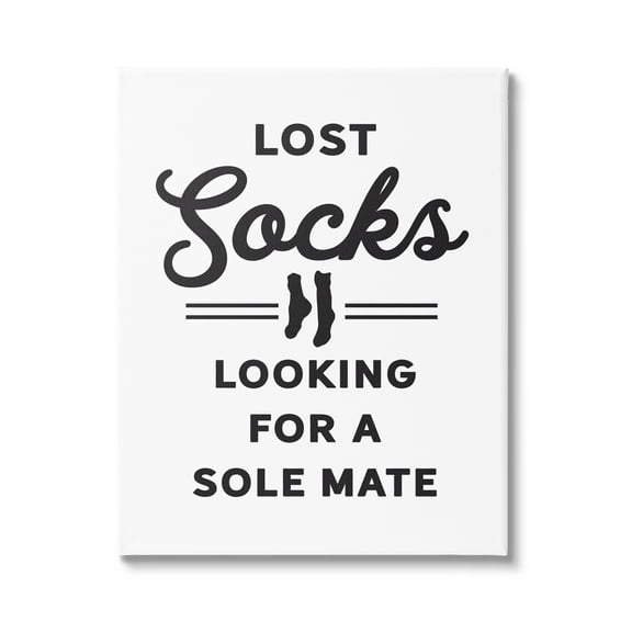 Stupell Industries Lost Sock Soul Mate Laundry Room Saying Graphic Art Gallery Wrapped Canvas Print Wall Art, Design by Lettered and Lined