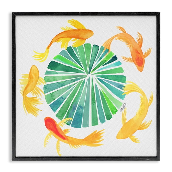 Stupell Industries Bohemian Lotus Garden Orbital Fish Black Framed Giclee Art, 12 x 12, by Hillary Holt