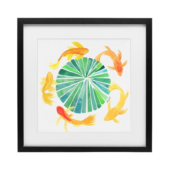 Stupell Industries Lotus Garden Orbital Fish Black Framed Print Under Glass, design by Hillary Holt