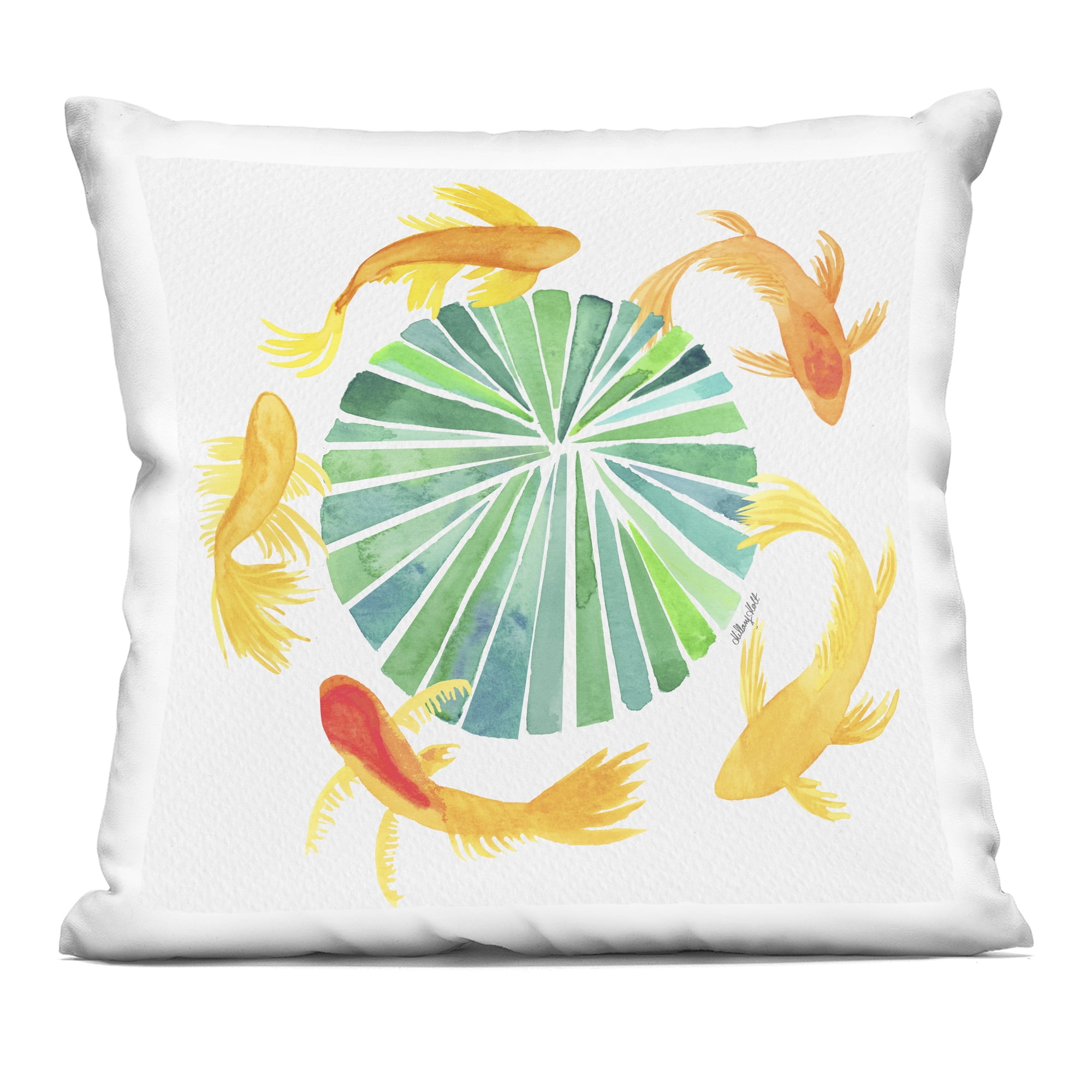 Stupell Industries Lotus Garden Orbital Fish Decorative Printed Throw Pillow, design by Hillary Holt, 18 x 7 x 18