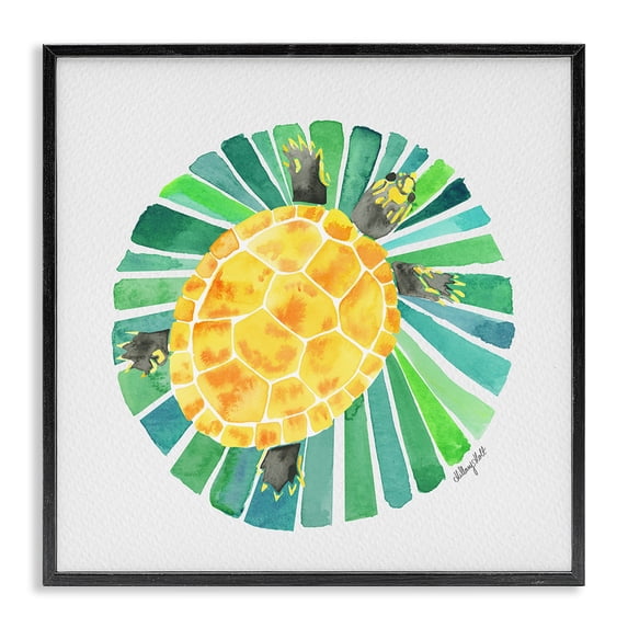 Stupell Industries Bohemian Lotus Garden Turtle Black Framed Giclee Art, 12 x 12, by Hillary Holt