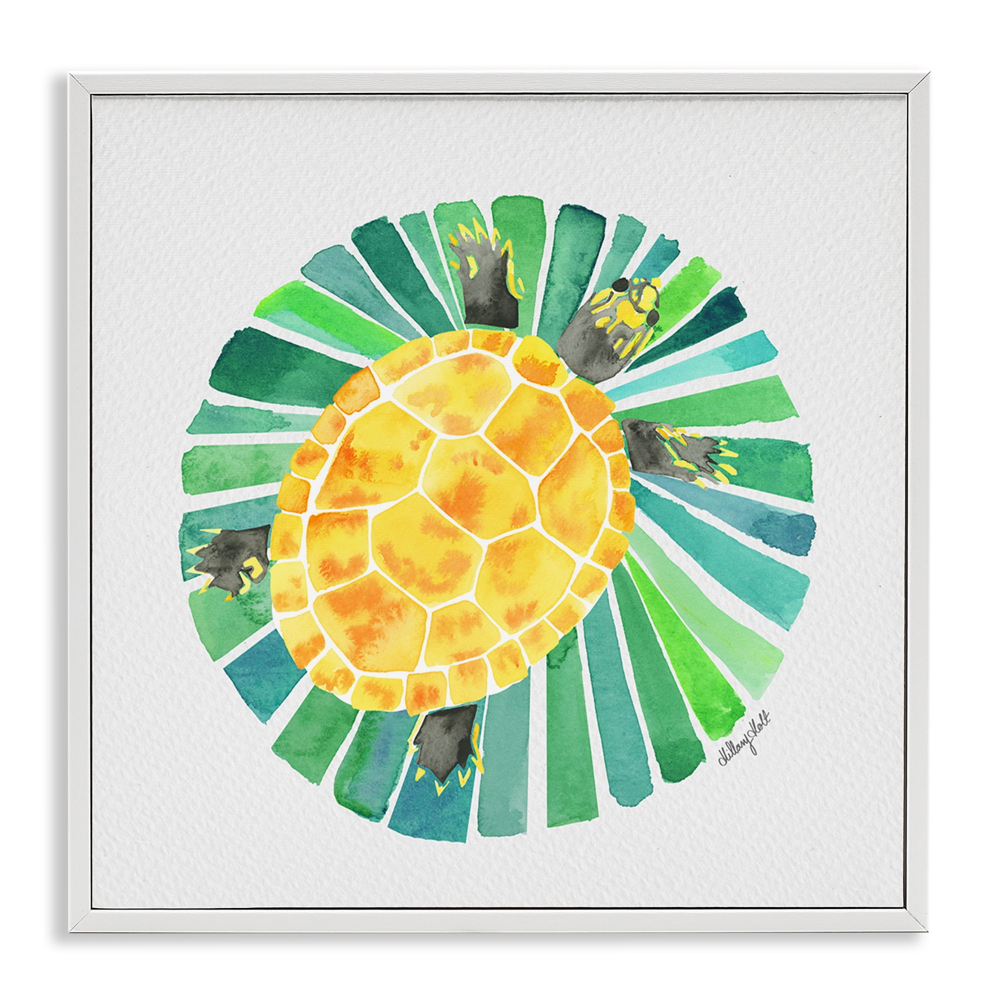 Stupell Industries Lotus Garden Turtle White Framed Giclee Art, design by Hillary Holt