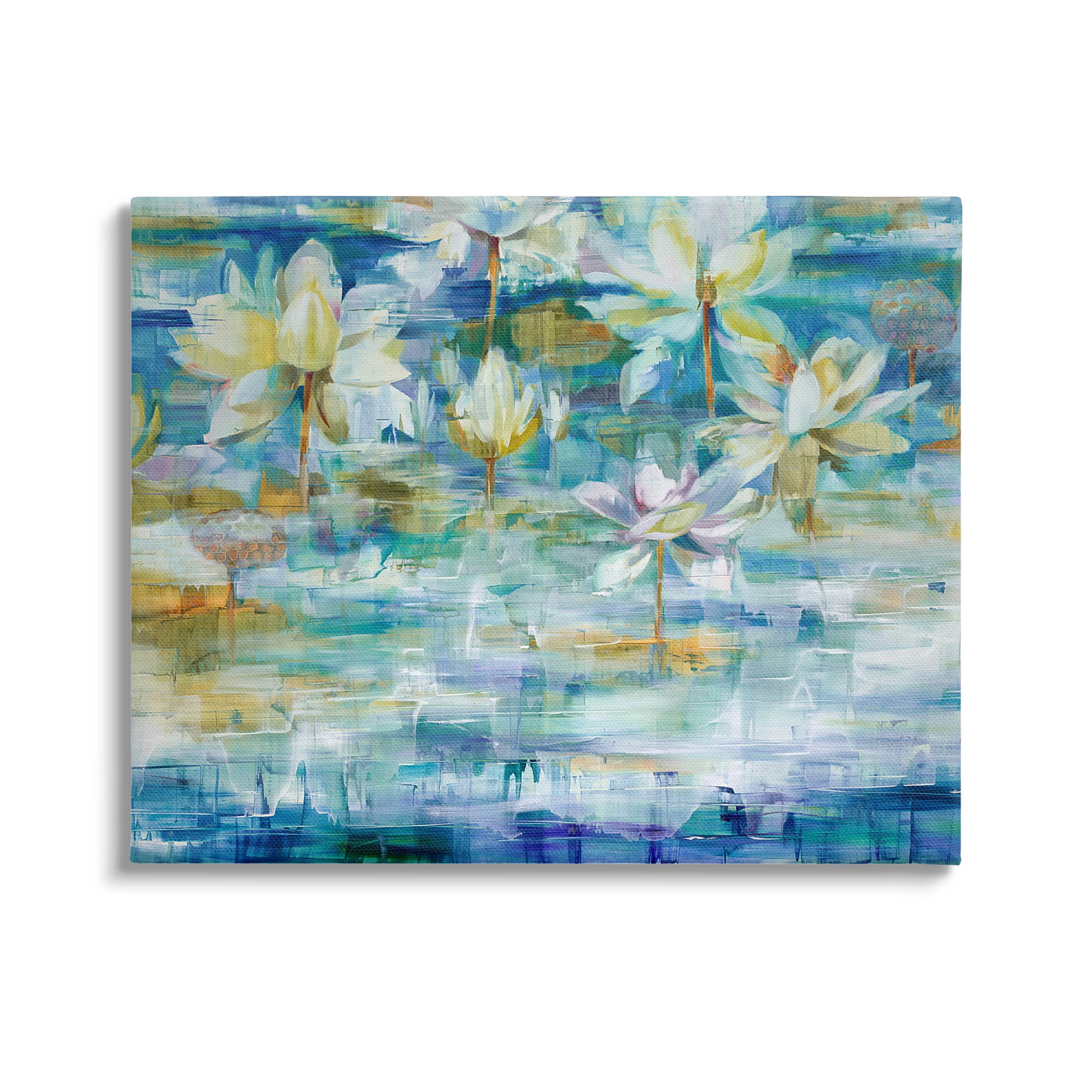 Stupell Industries Lotus Water Lilies Modern Pond Painting Gallery Wrapped Canvas Print Wall Art, Design by Liz Jardine