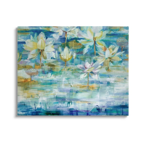 Stupell Industries Lotus Water Lilies Modern Pond Painting Gallery Wrapped Canvas Print Wall Art, Design by Liz Jardine