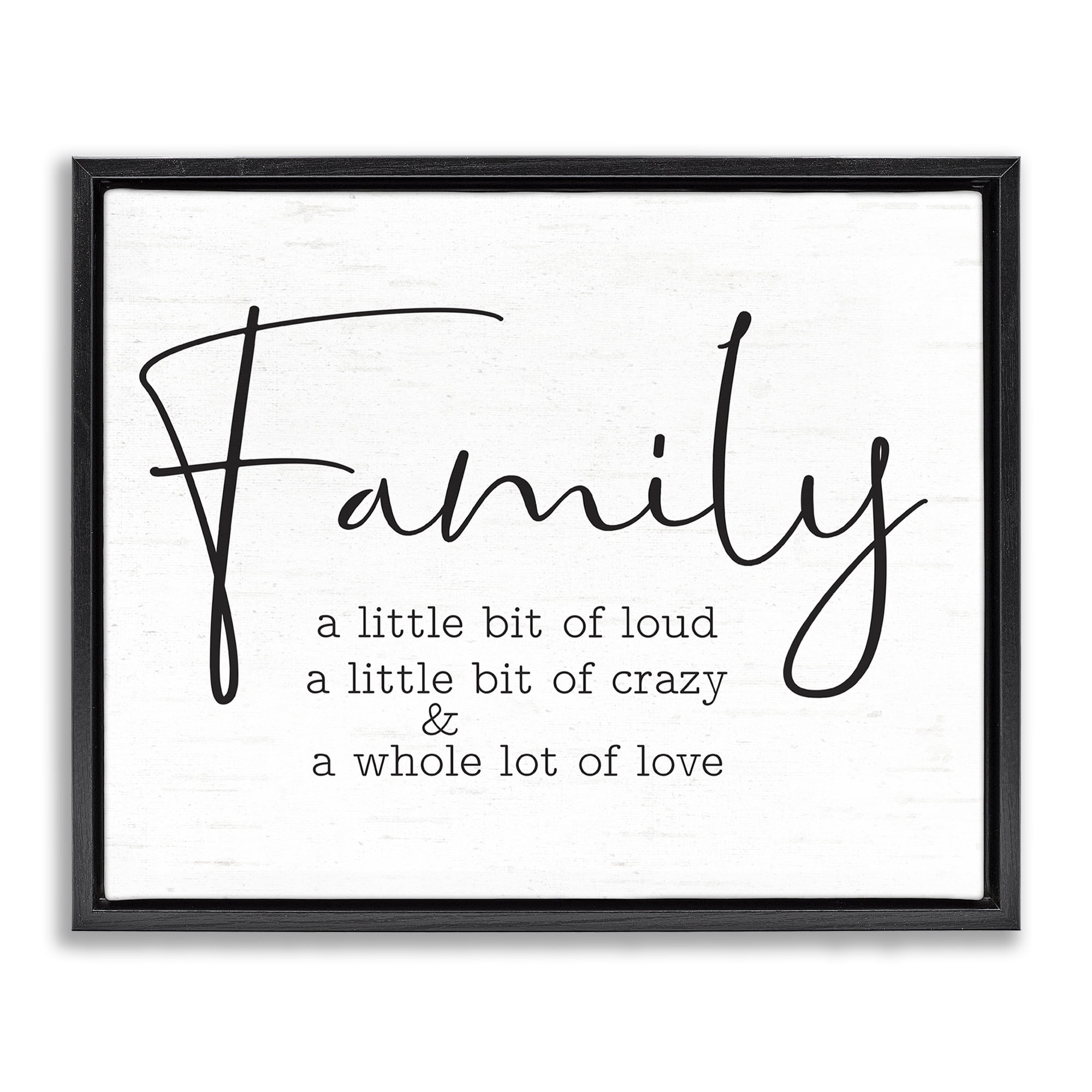 Stupell Industries Loud Crazy Love Family Text & Numbers Painting Black Floater Framed Canvas Art Print Wall Art, 21 x 17