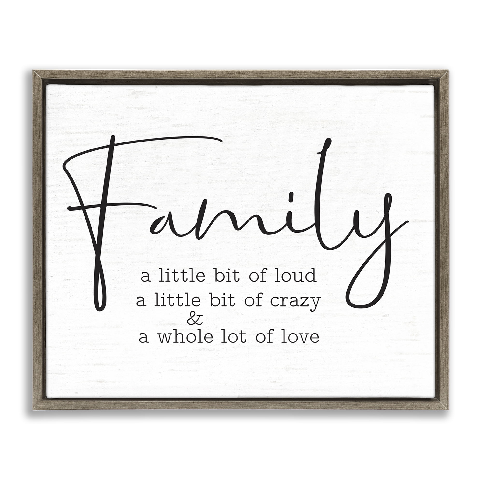 Stupell Industries Loud Crazy Love Family Text & Numbers Painting Brown Floater Framed Canvas Art Print Wall Art, 21 x 17