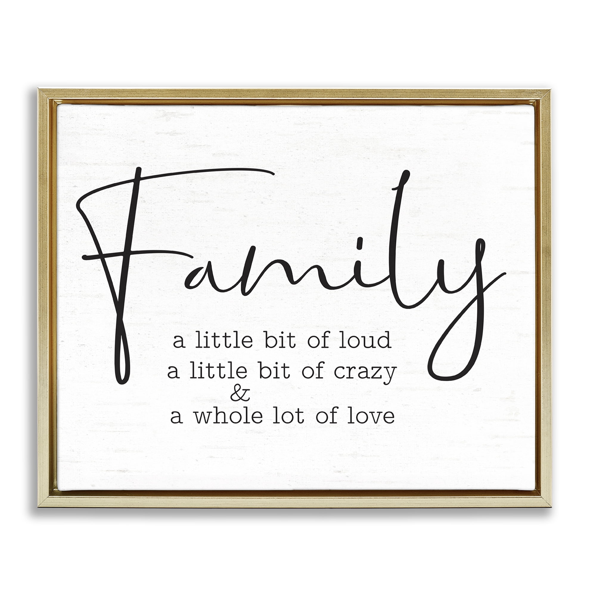 Stupell Industries Loud Crazy Love Family Text & Numbers Painting Gold Floater Framed Canvas Art Print Wall Art, 21 x 17