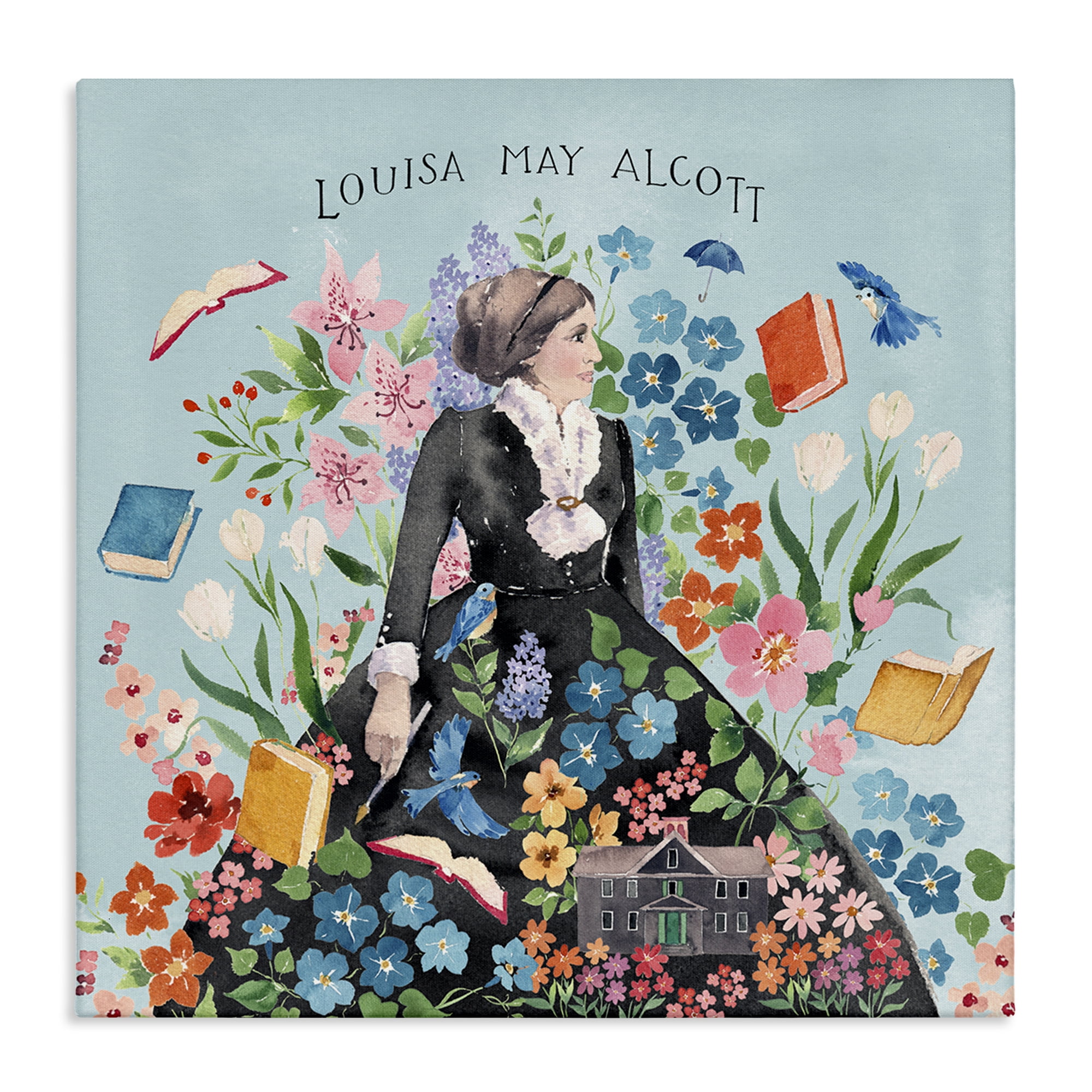 Stupell Industries Louisa May Alcott Portrait History & Language Painting Wrapped Canvas Art Print Wall Art, 24 x 24