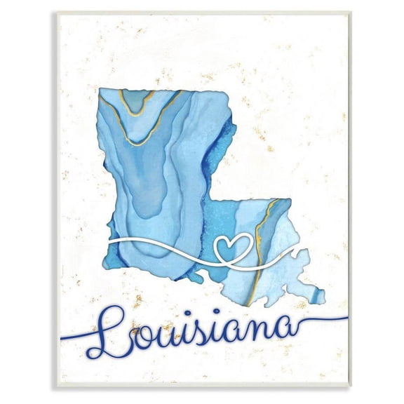 Stupell Industries Louisiana Agate Blue US State Design Wall Plaque by Ziwei Li