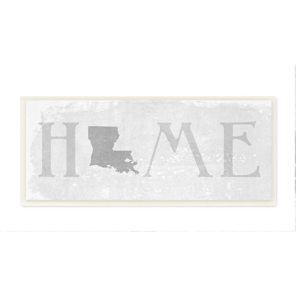 Stupell Industries Louisiana Home State Map Grey Neutral Textured Word Design Wall Plaque Art by Daphne Polselli