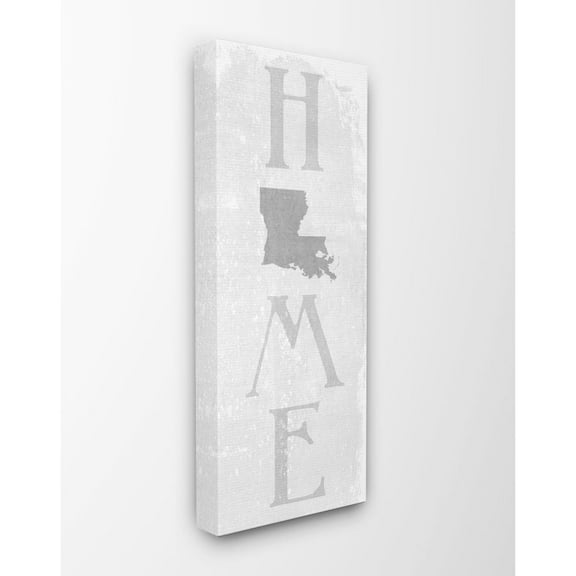 Stupell Industries Louisiana Home State Map Grey Textured Word Design Canvas Wall Art by Daphne Polselli