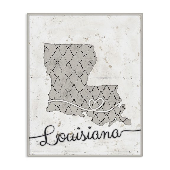 Stupell Industries Modern Louisiana Patterned Grey US State Design Canvas Art, 30 x 40, by Ziwei Li