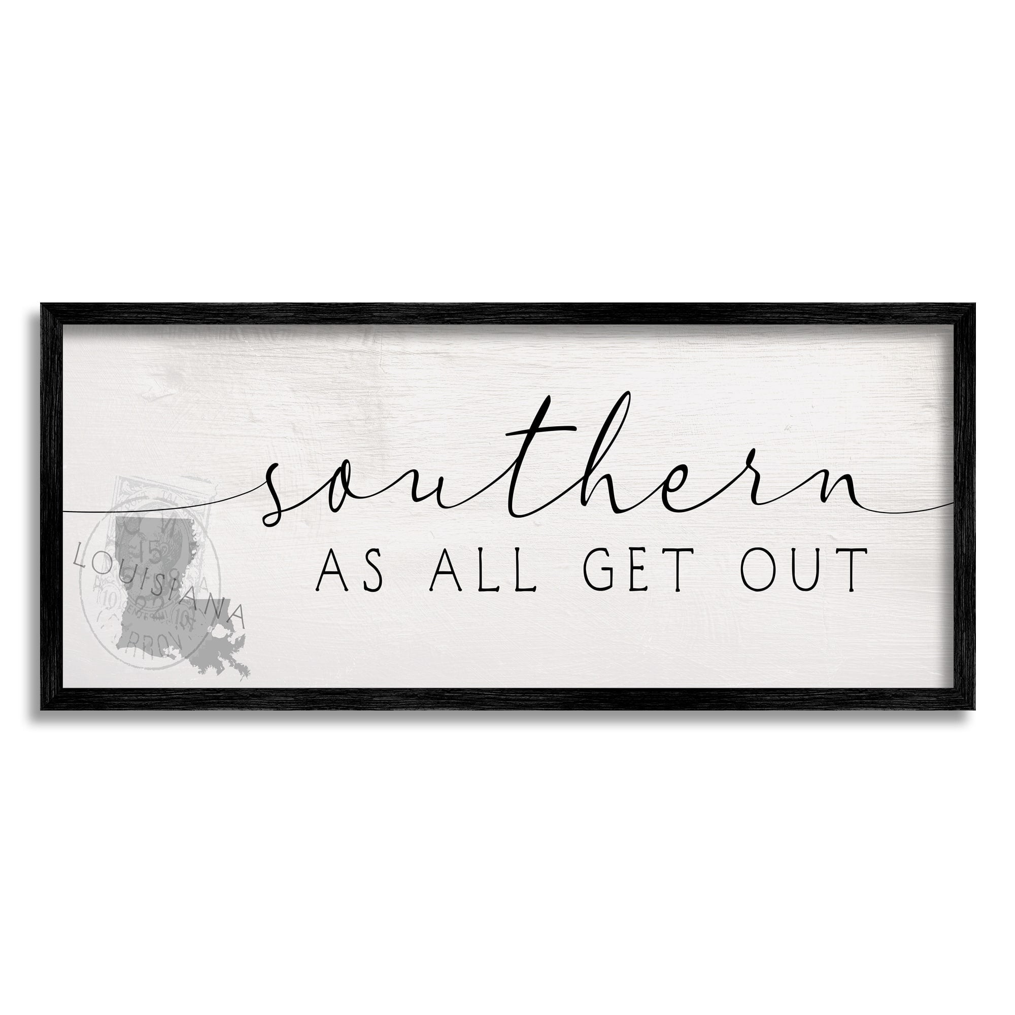 Stupell Industries Louisiana Southern State As All Get Out Slang Novelty Painting Black Framed Art Print Wall Art, 13 x 30, Design by Daphne Polselli