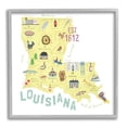 thumbnail image 1 of Stupell Industries Louisiana State Landmarks Map Travel & Places Painting Gray Framed Art Print Wall Art, 1 of 7