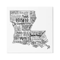 Stupell Industries Louisiana State Map Typography Cities Graphic Art Gallery Wrapped Canvas Print Wall Art, Design by The Saturday Evening Post