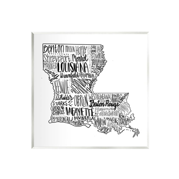Stupell Industries Louisiana State Map Typography Cities Graphic Art Unframed Art Print Wall Art, Design by The Saturday Evening Post