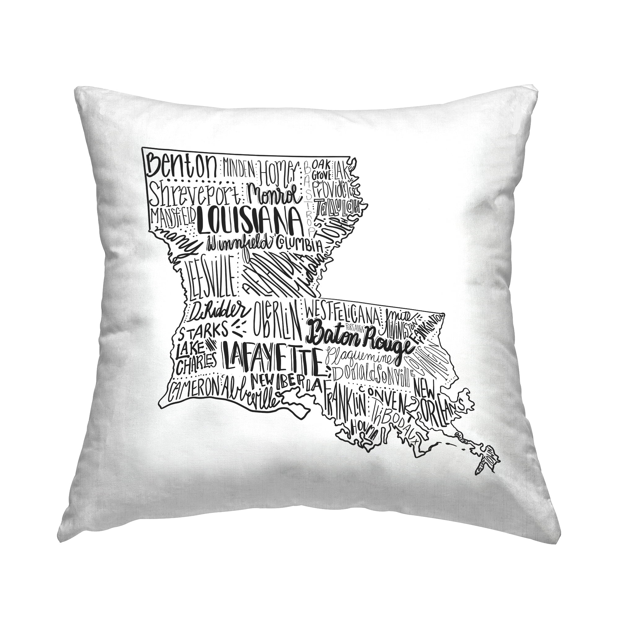 Stupell Industries Louisiana State Shape City Typography Map Design by The Saturday Evening Post Throw Pillow