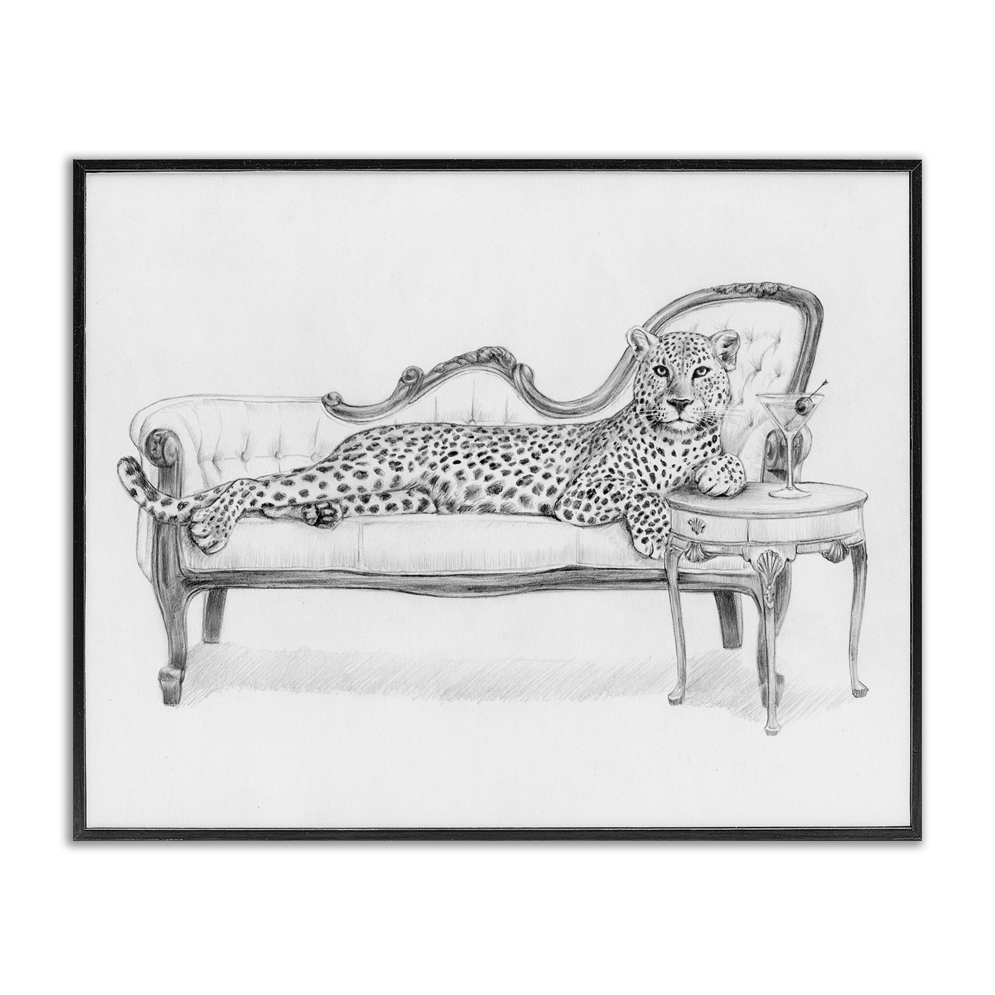 Stupell Industries Lounging Beast Cheetah Black Framed Giclee Art, design by Victoria Barnes