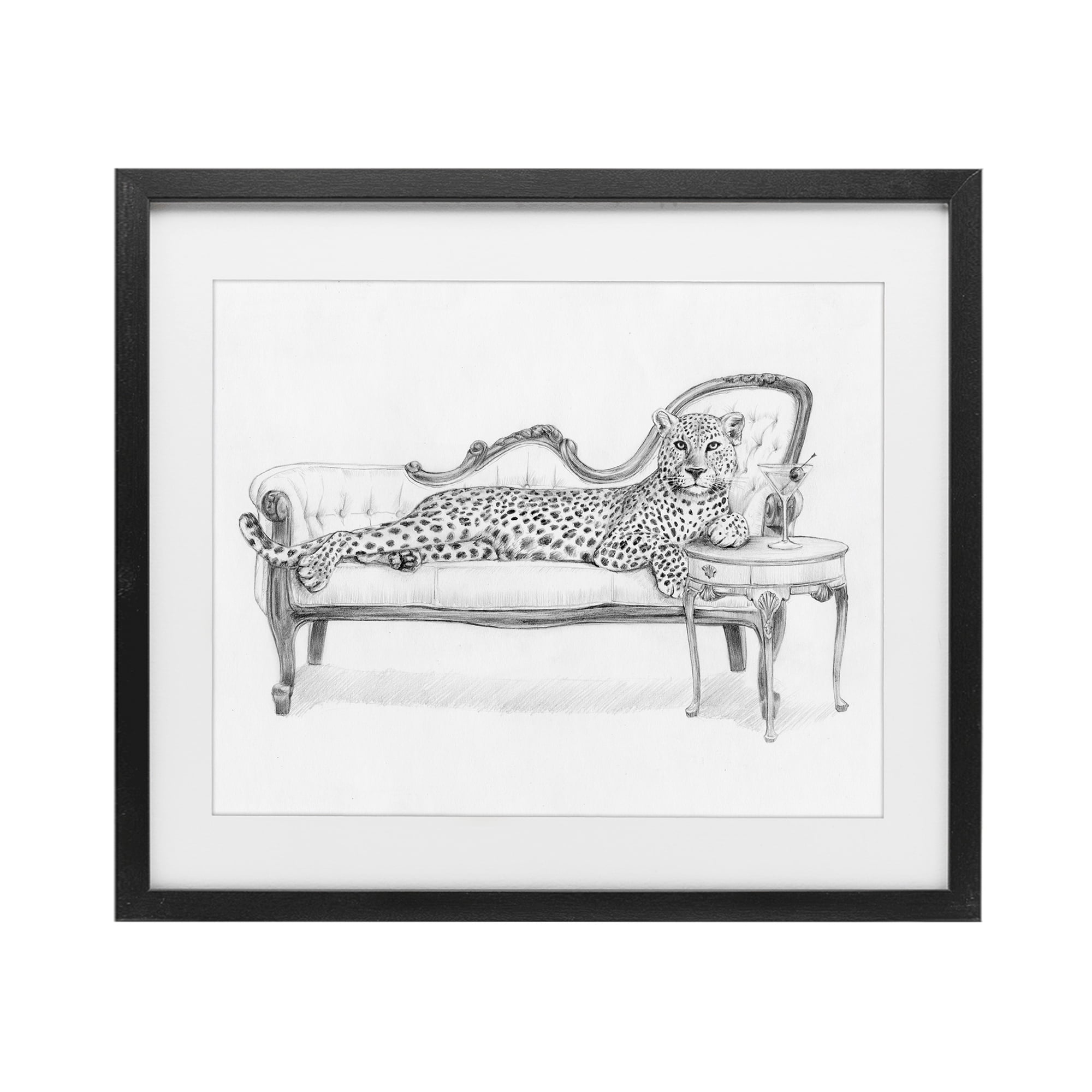 Stupell Industries Lounging Beast Cheetah Black Framed Print Under Glass, design by Victoria Barnes