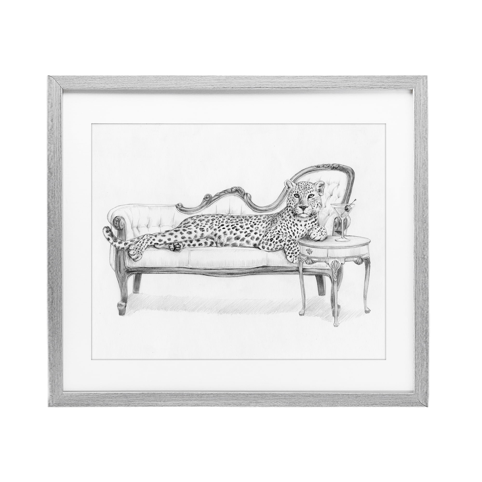 Stupell Industries Lounging Beast Cheetah Gray Framed Print Under Glass, design by Victoria Barnes