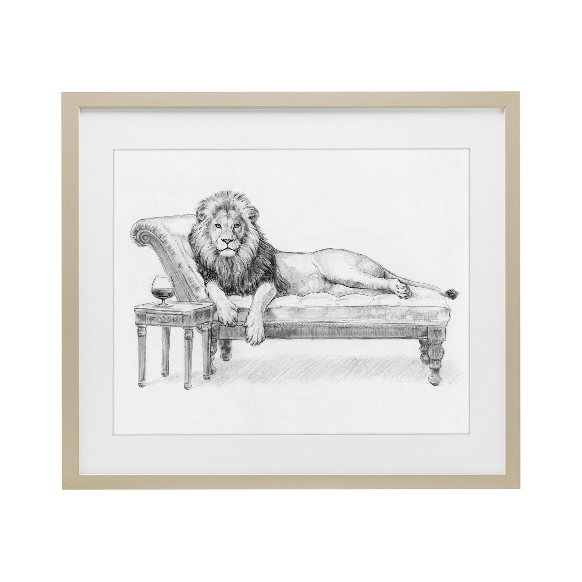Stupell Industries Lounging Beast Lion Birch Framed Print Under Glass, design by Victoria Barnes
