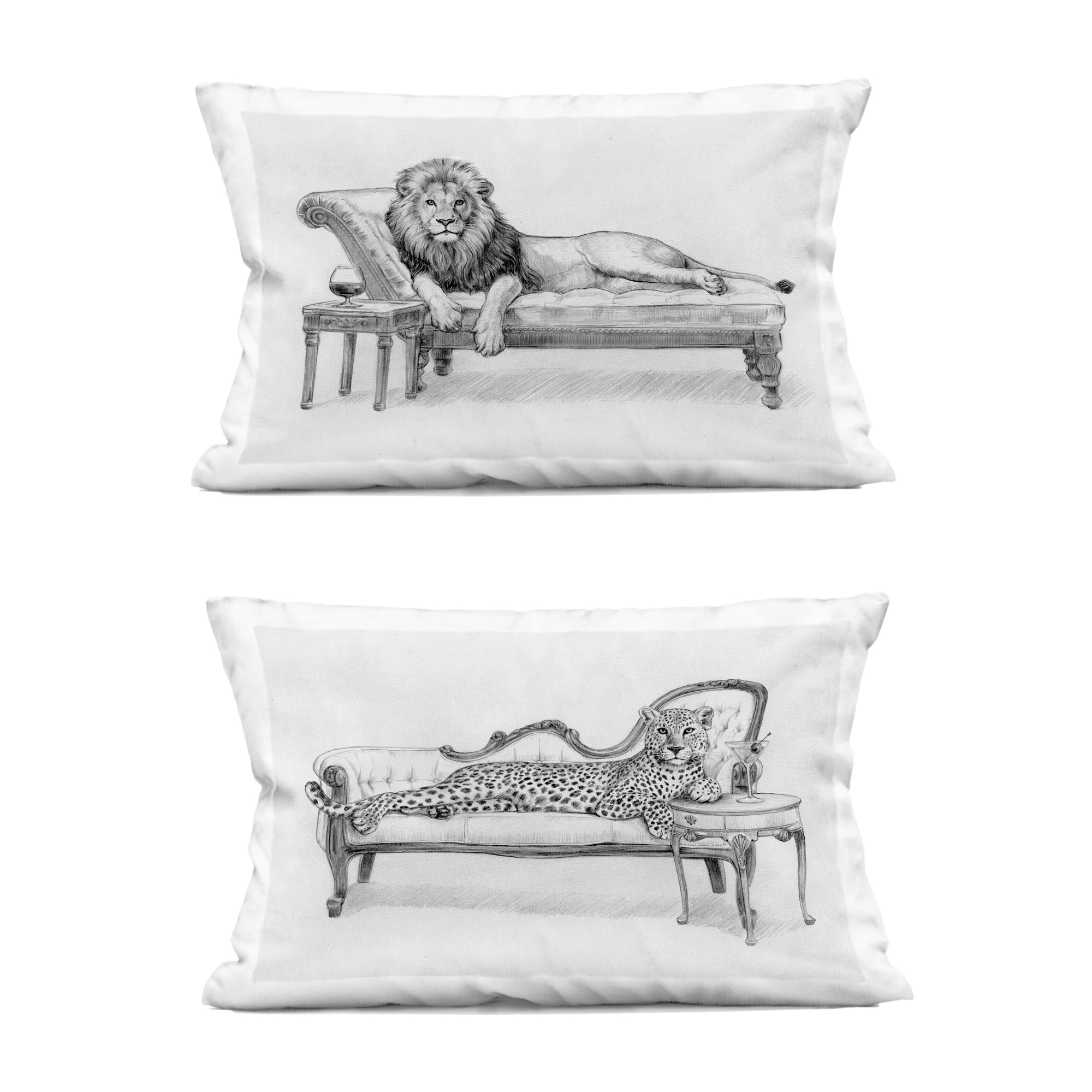 Stupell Industries Lounging Beasts Wildlife 2 Piece Decorative Printed Throw Pillow Set, design by Victoria Barnes