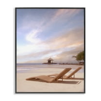 Stupell Industries Lounging Beside Sea Landscape Painting Black Framed Art Print Wall Art, 11 x 14
