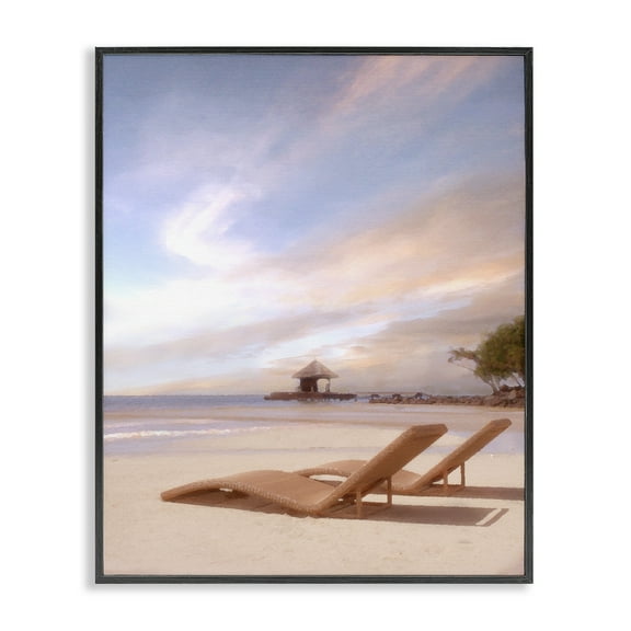 Stupell Industries Lounging Beside Sea Landscape Painting Black Framed Art Print Wall Art, 11 x 14