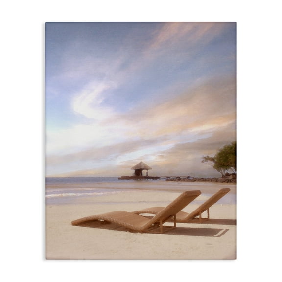 Stupell Industries Lounging Beside Sea Landscape Painting Gallery Wrapped Canvas Art Print Wall Art, 16 x 20