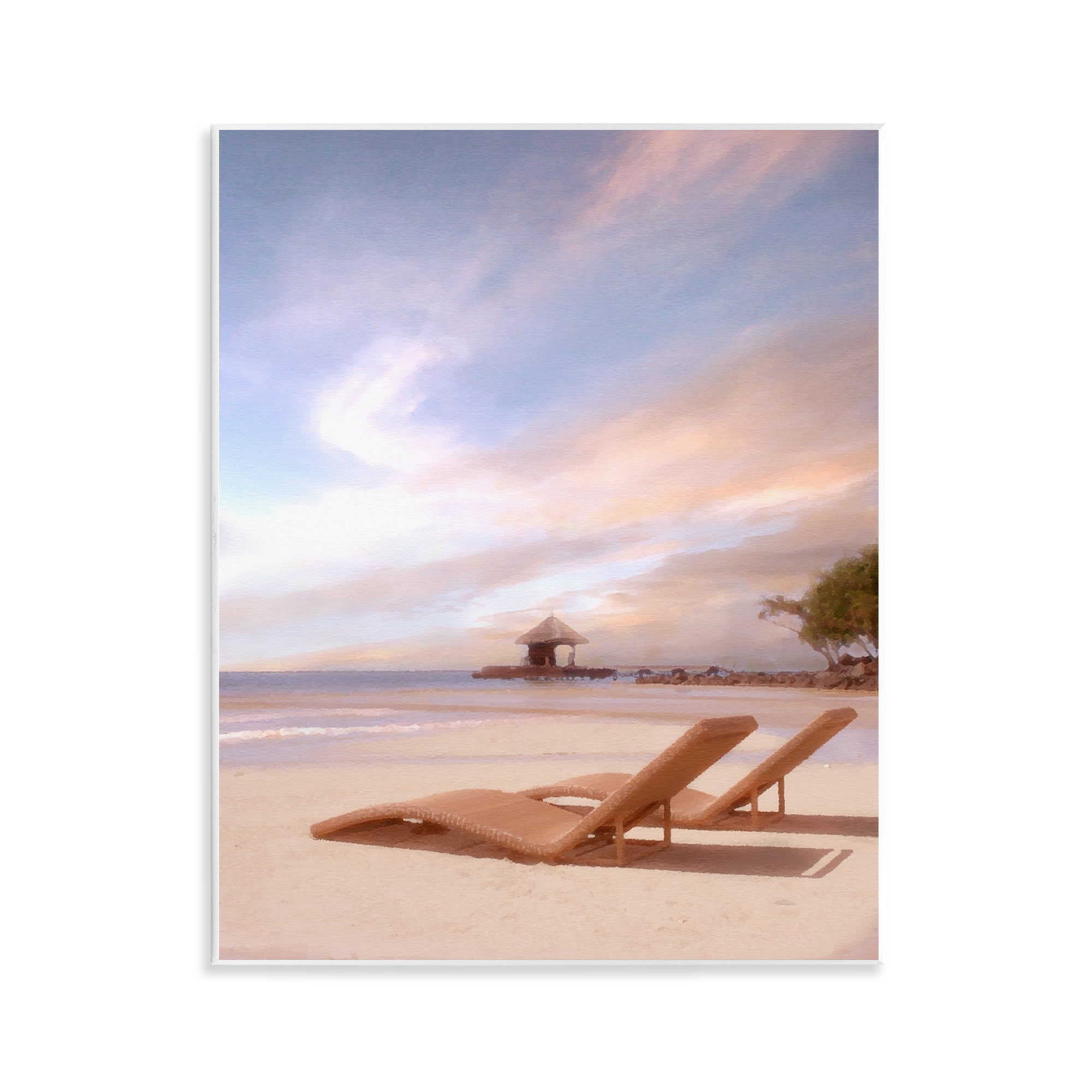 Stupell Industries Lounging Beside Sea Landscape Painting Unframed Art Print Wall Art, 11 x 14
