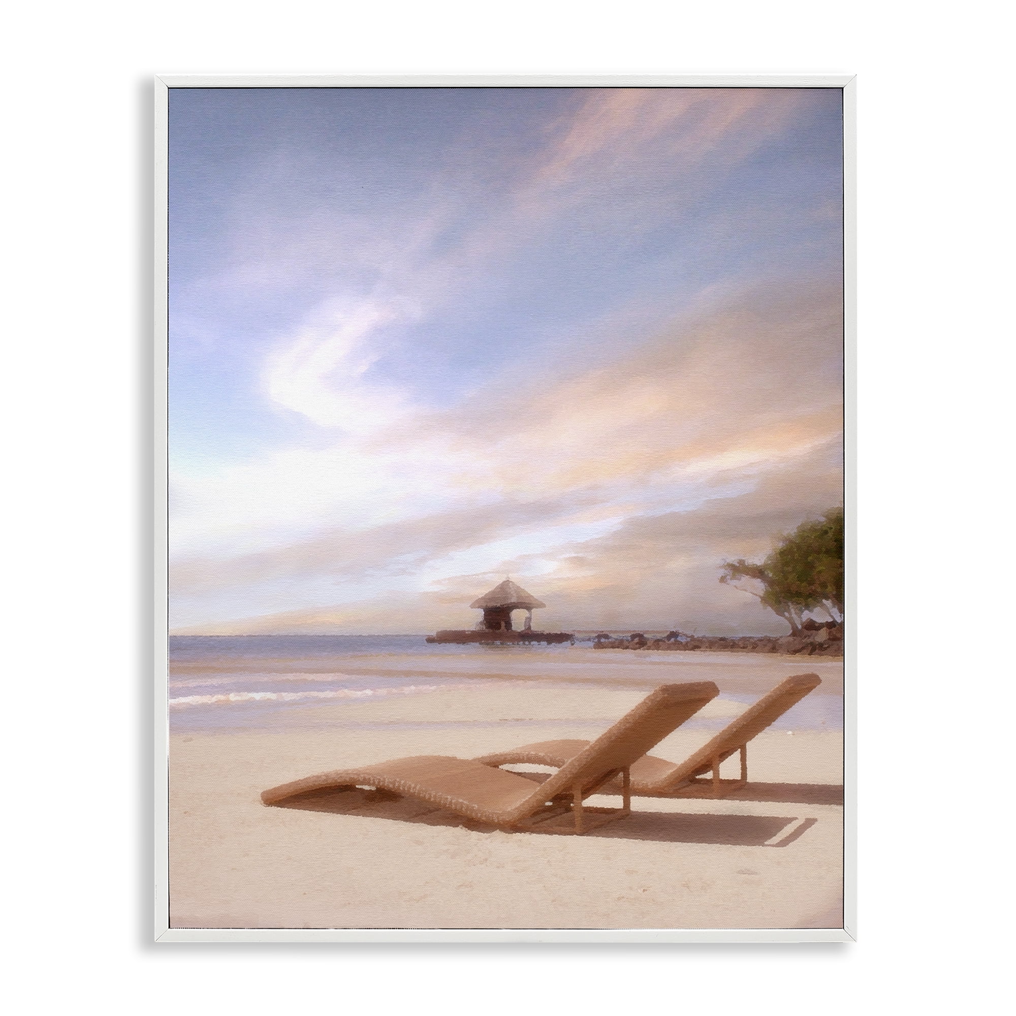 Stupell Industries Lounging Beside Sea Landscape Painting White Framed Art Print Wall Art, 11 x 14