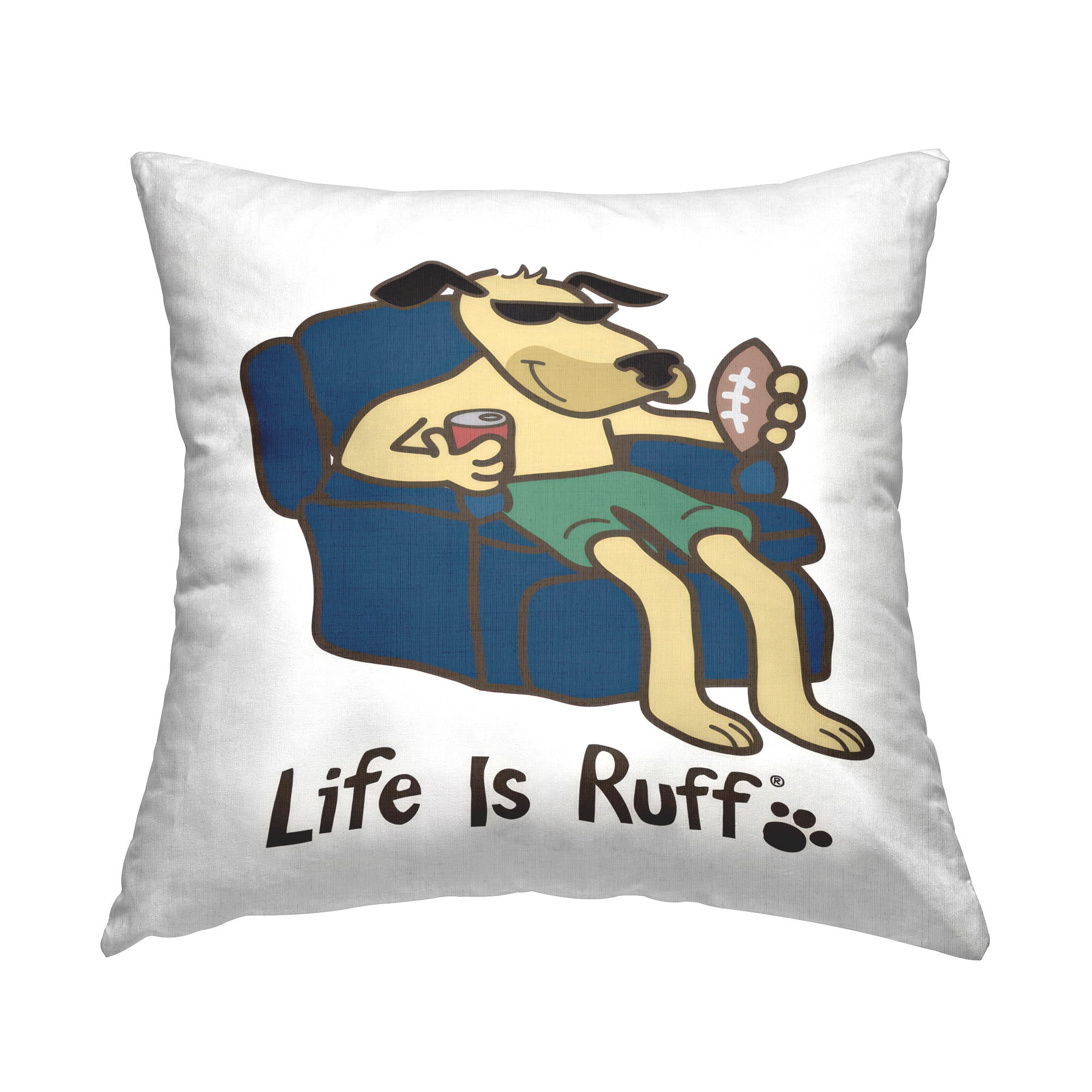 Stupell Industries Lounging Dog with Football Decorative Printed Throw Pillow Design by LIR.