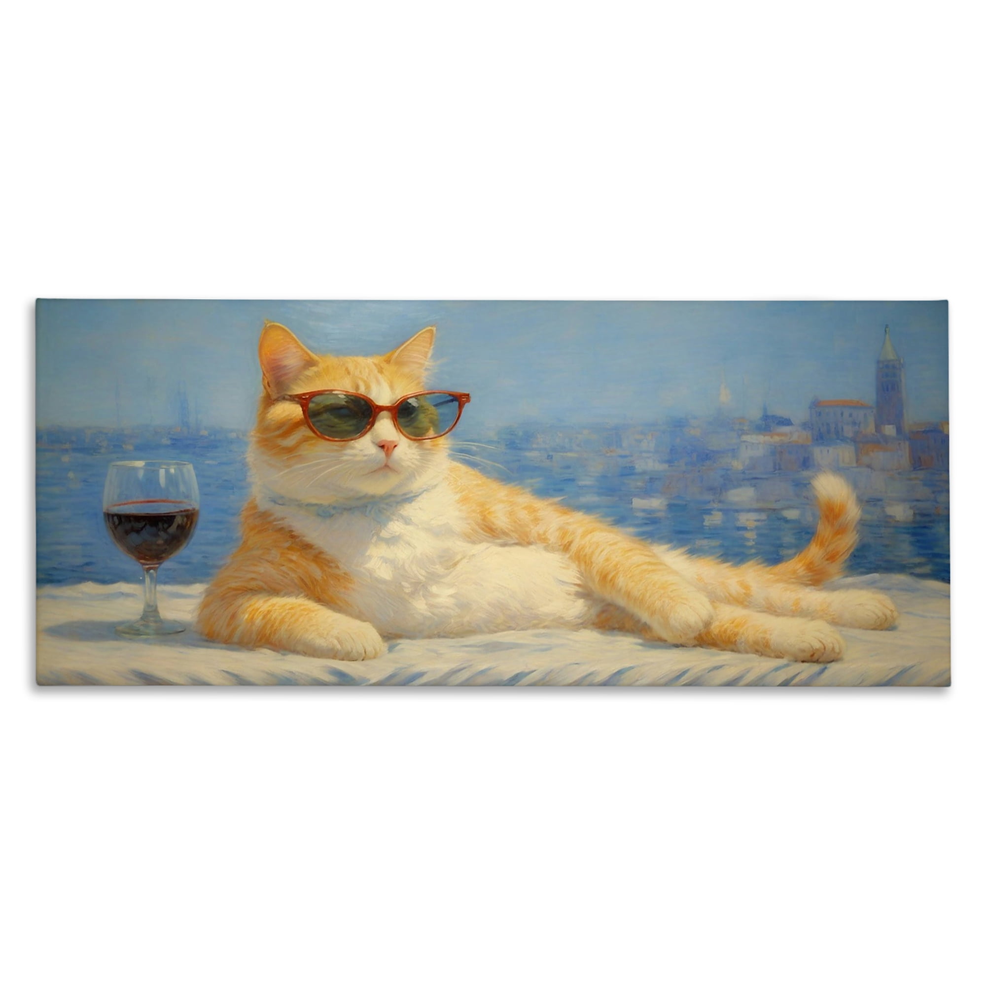 Stupell Industries Lounging Feline with Wine Glass Canvas Wall Art, design by Angie Hawke