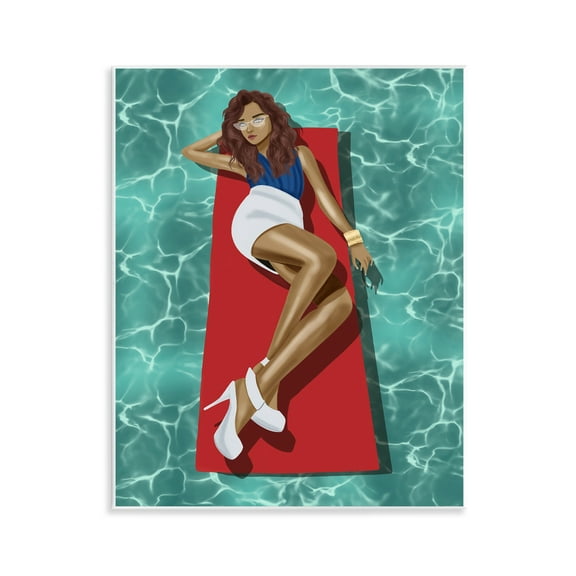 Stupell Industries Lounging on Pool Raft People Painting Unframed Art Print Wall Art, 11 x 14