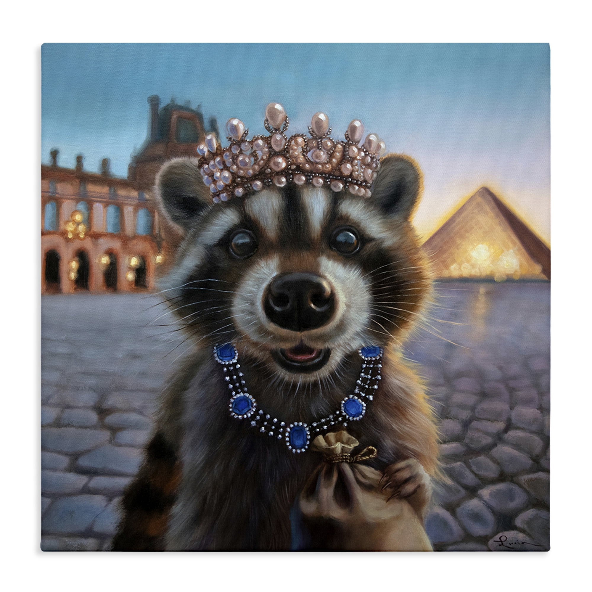 Stupell Industries Louvre Loot Raccoon Canvas Wall Art, design by Lucia Heffernan
