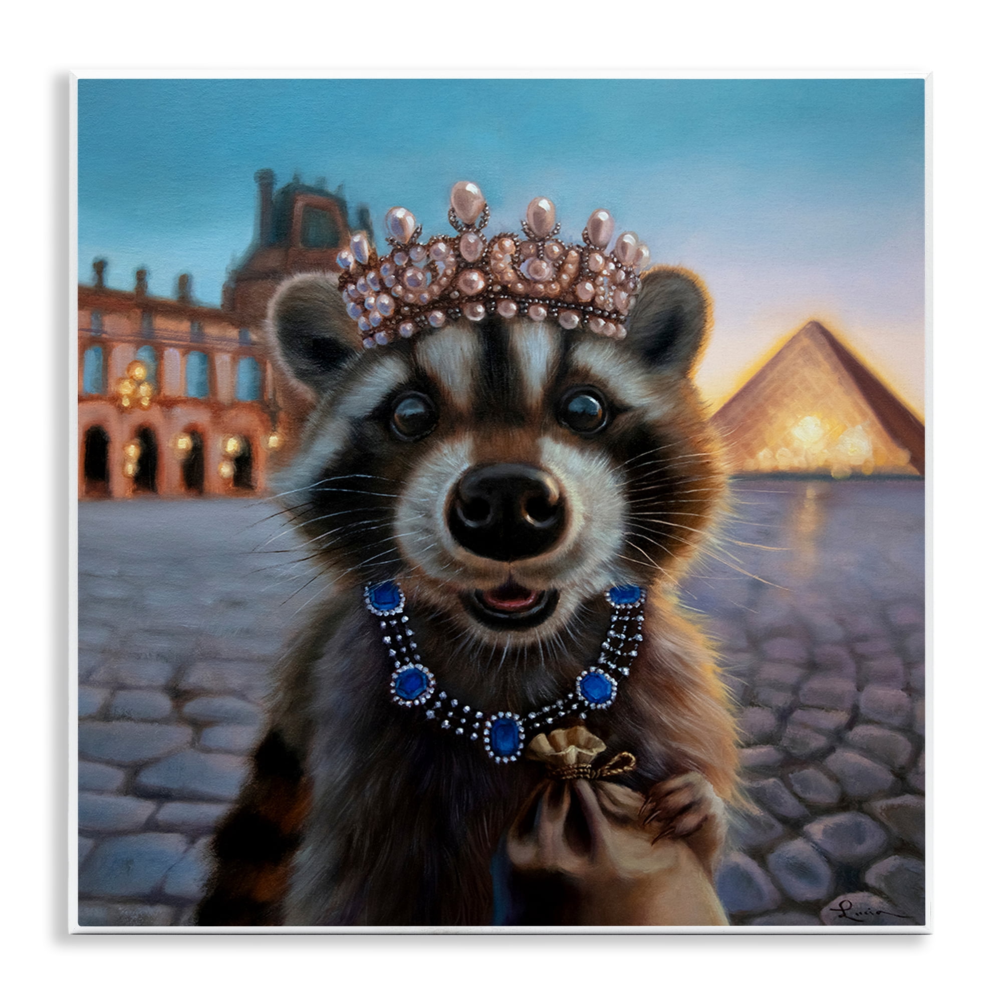 Stupell Industries Louvre Loot Raccoon Wall Plaque Art, design by Lucia Heffernan