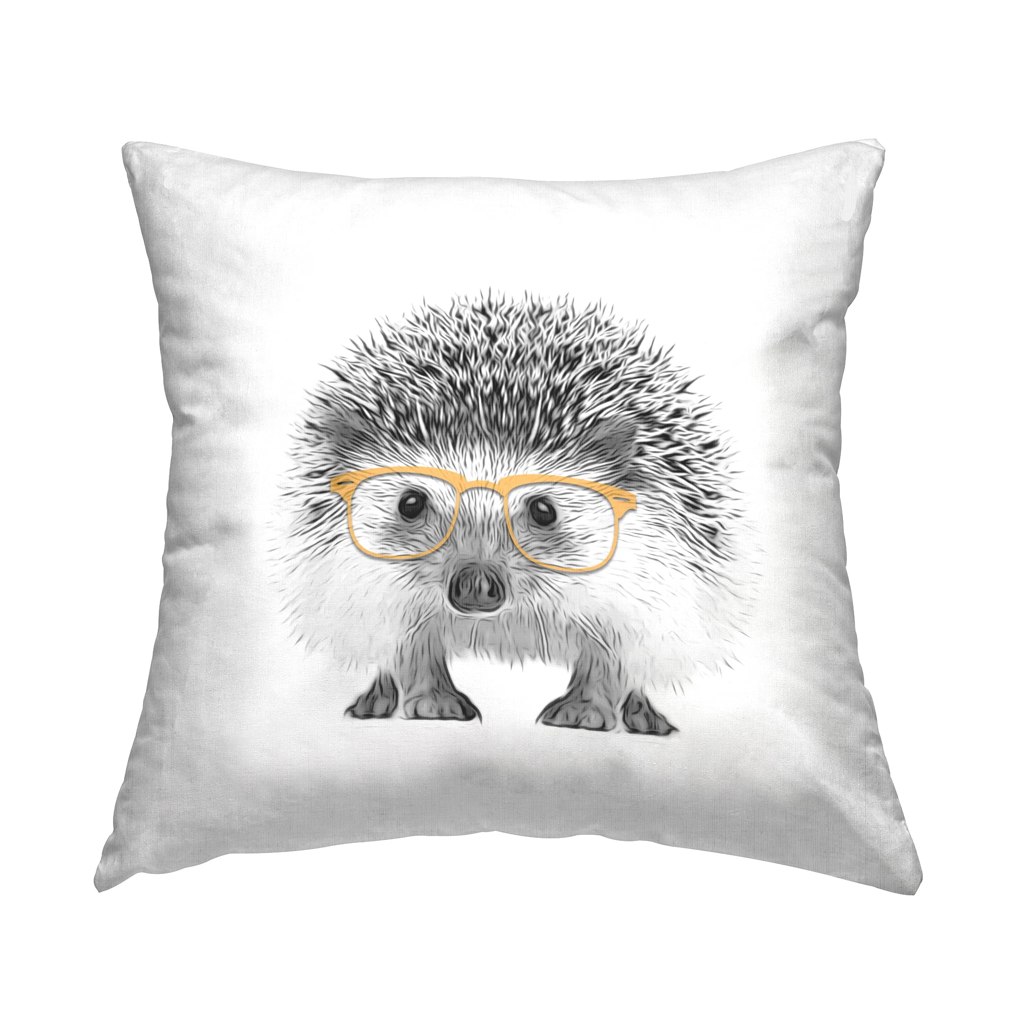 Stupell Industries Lovable Hedgehog Wearing Yellow Glasses Animal Design by Annalisa Latella Throw Pillow