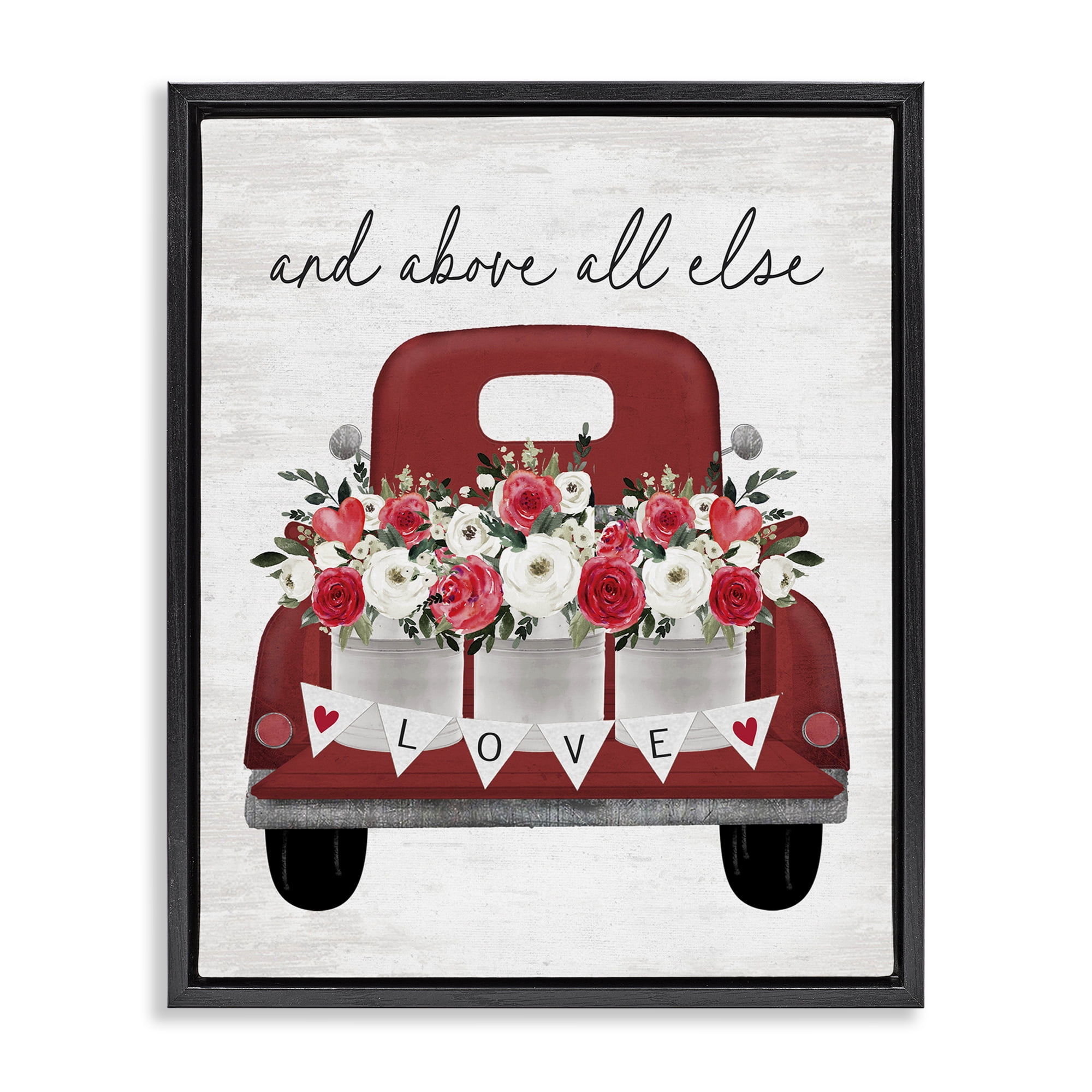 Stupell Industries Love Above All Else Transportation Painting Black Floater Framed Canvas Art Print Wall Art, 17 x 21