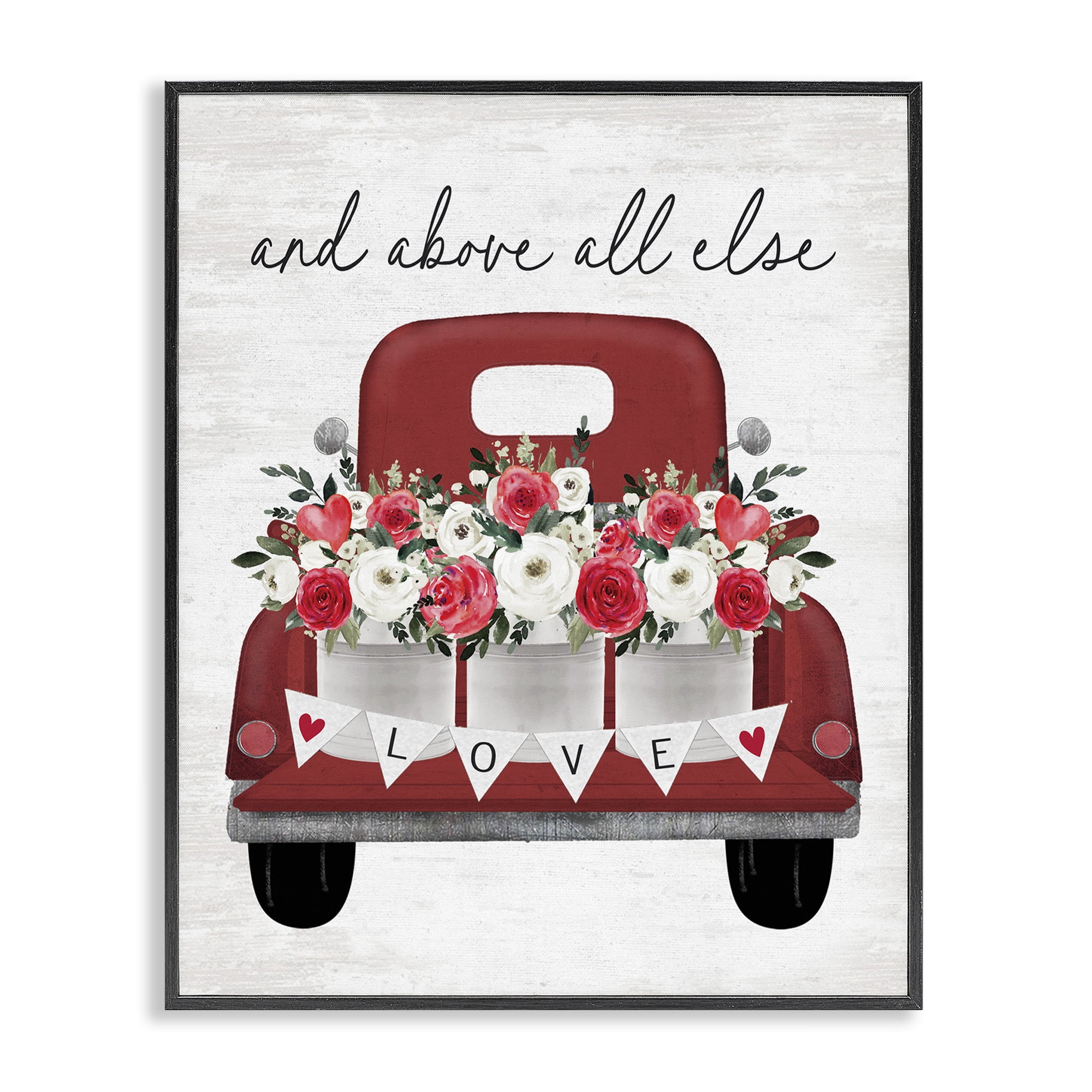 Stupell Industries Love Above All Else Transportation Painting Black Framed Art Print Wall Art, 11 x 14