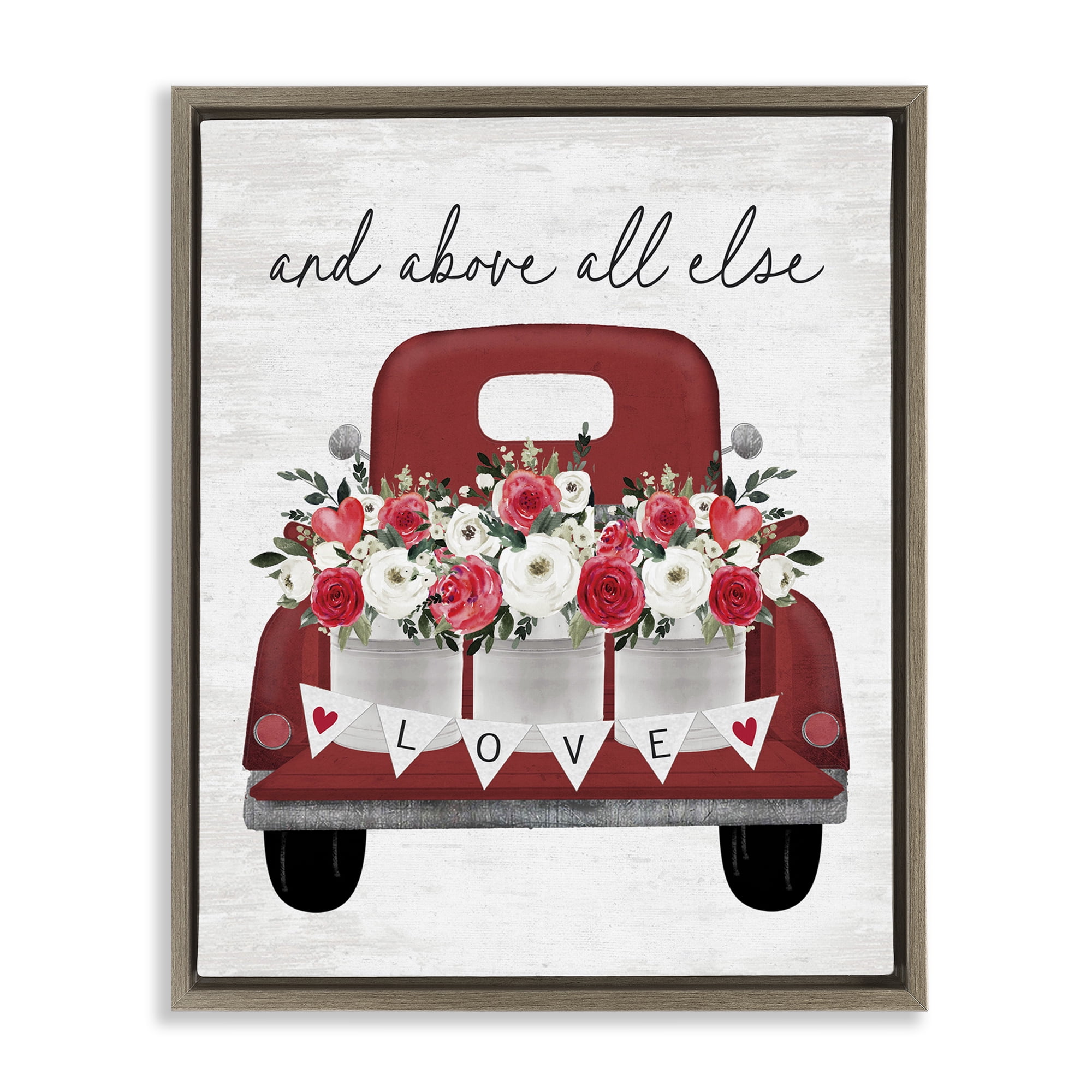 Stupell Industries Love Above All Else Transportation Painting Brown Floater Framed Canvas Art Print Wall Art, 25 x 31