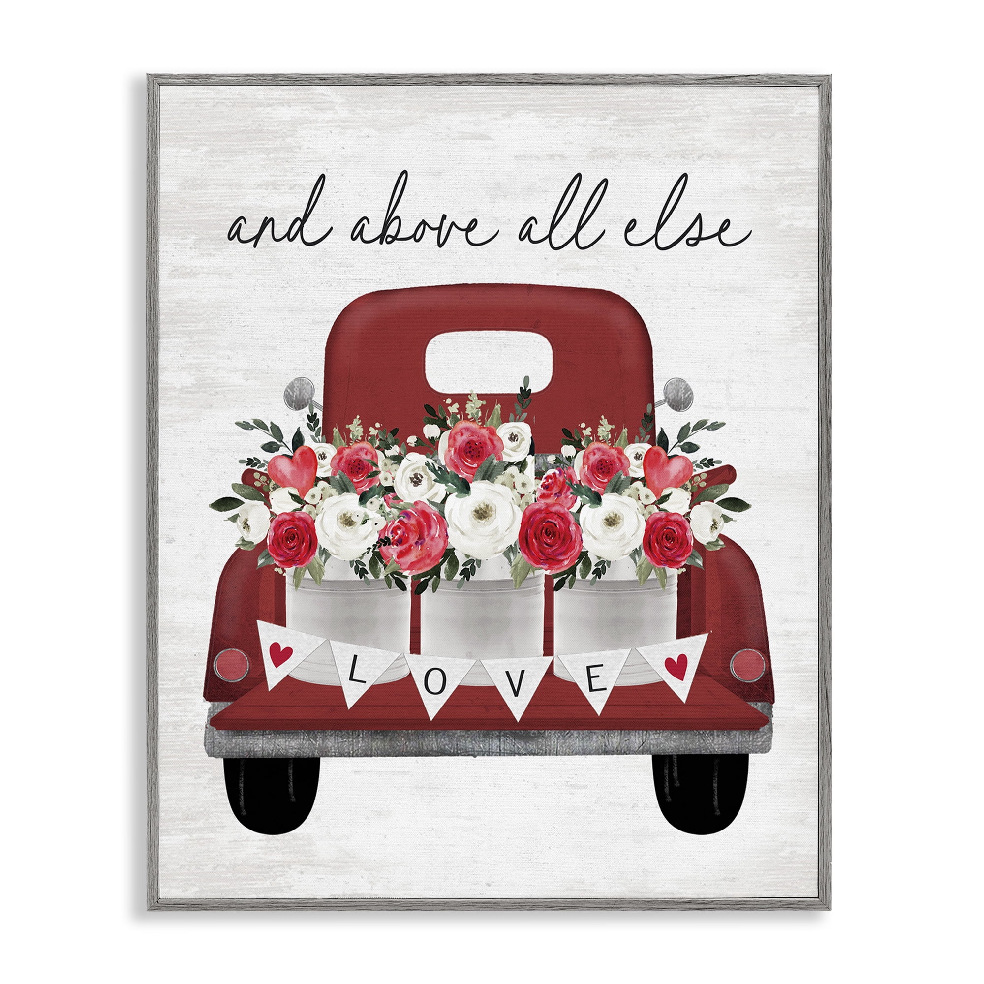 Stupell Industries Love Above All Else Transportation Painting Gray Framed Art Print Wall Art, 16 x 20
