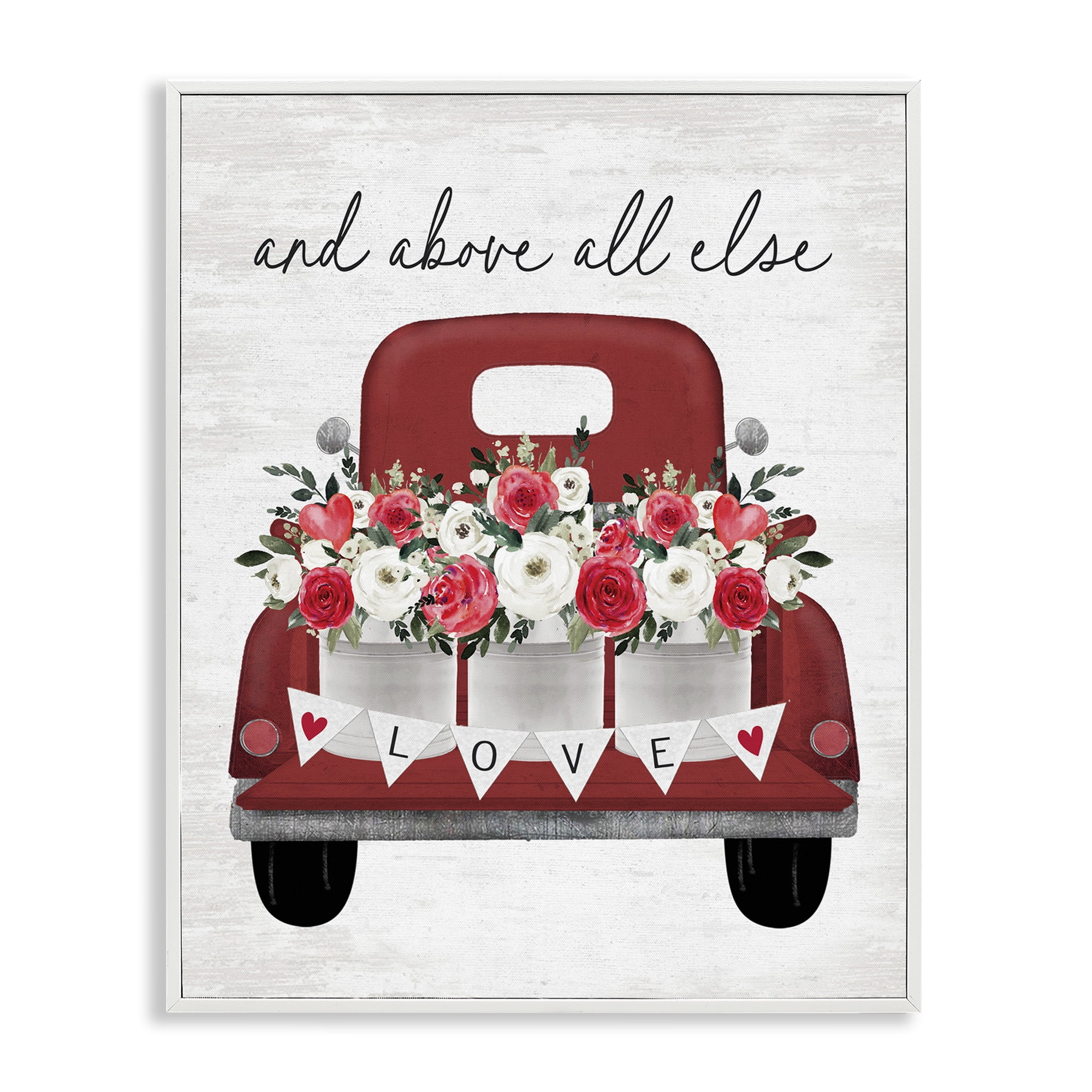 Stupell Industries Love Above All Else Transportation Painting White Framed Art Print Wall Art, 11 x 14