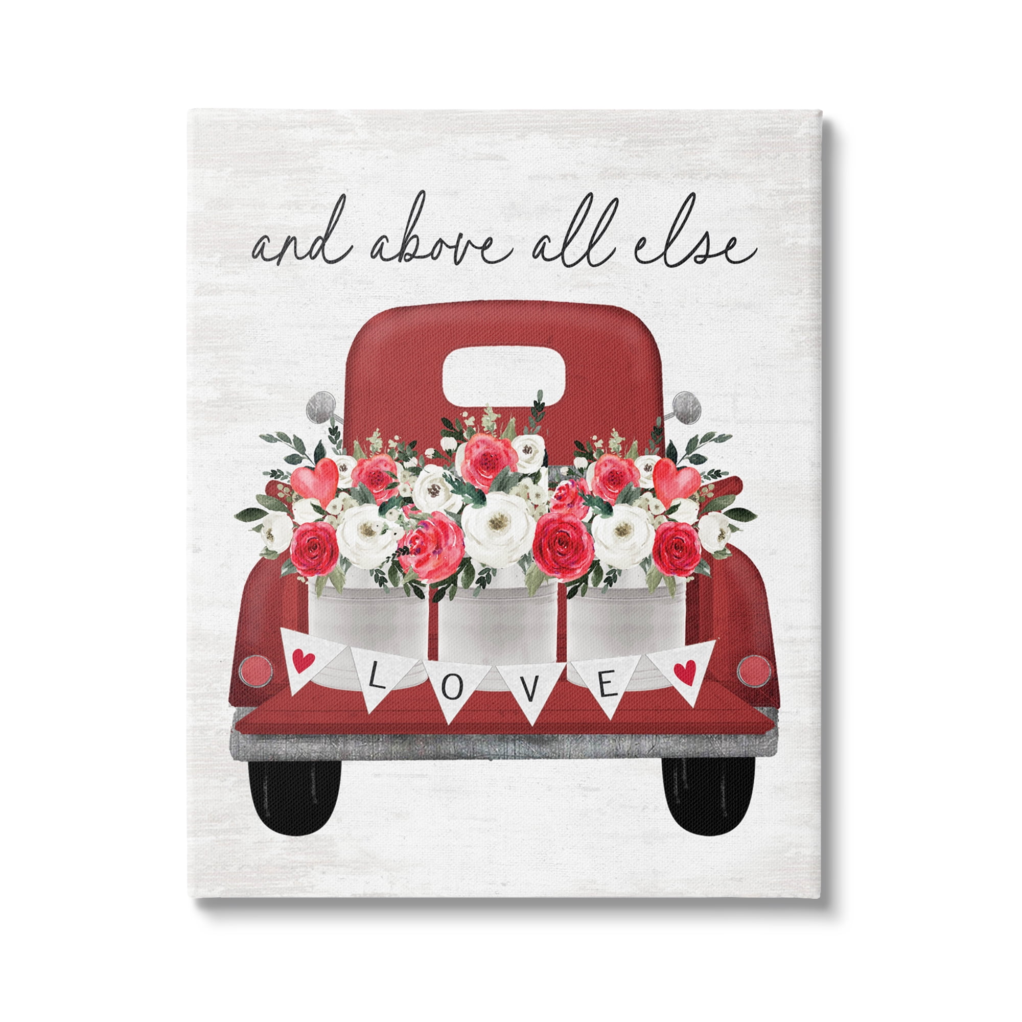 Stupell Industries Love Above All Else Truck Transportation Painting Gallery Wrapped Canvas Art Print Wall Art, 30 x 40