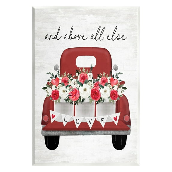 Stupell Industries Love Above All Else Truck Transportation Painting Unframed Art Print Wall Art, 13 x 19