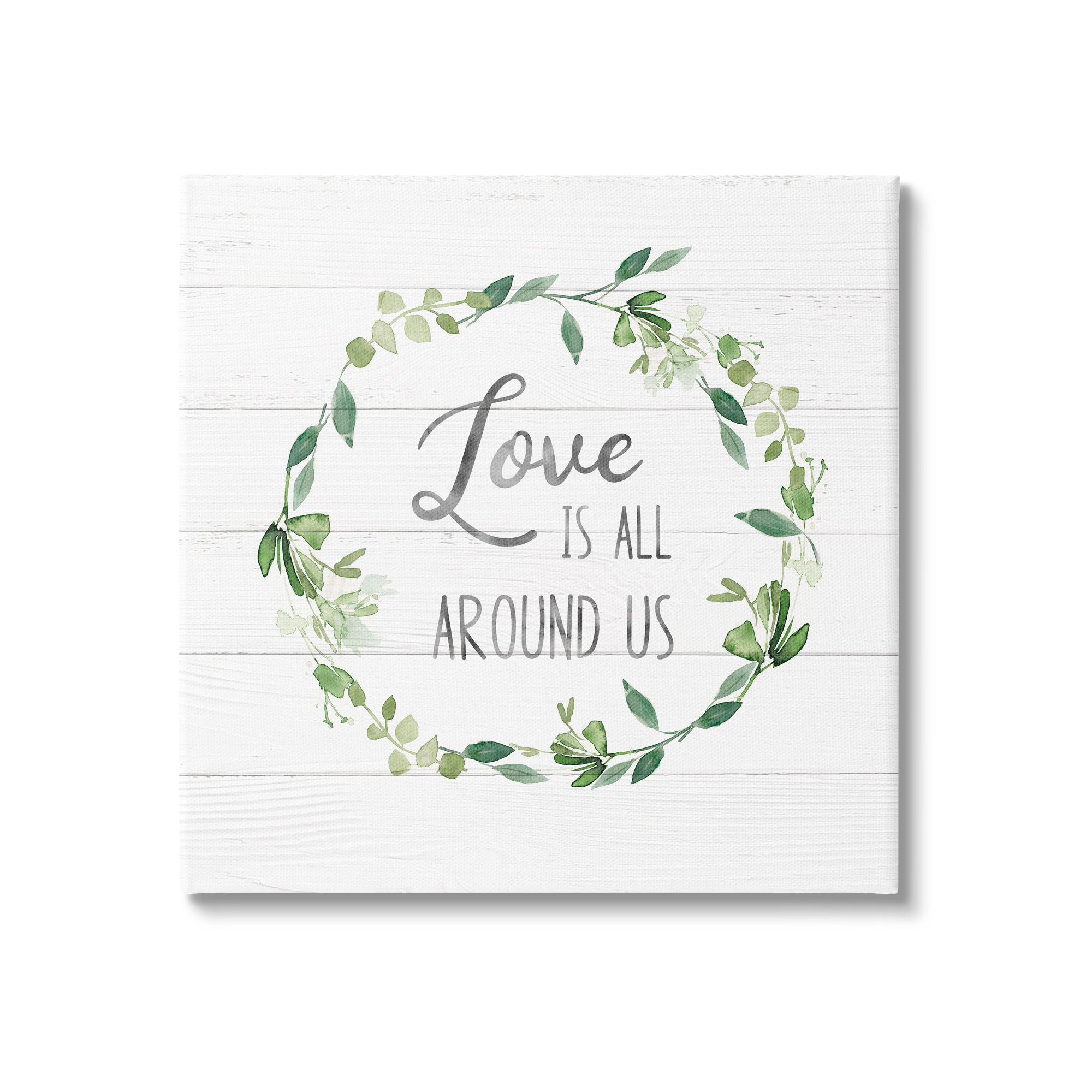 Stupell Industries Love All Around Us Plank Patterned Typography Graphic Art Gallery Wrapped Canvas Print Wall Art, Design by Carol Robinson