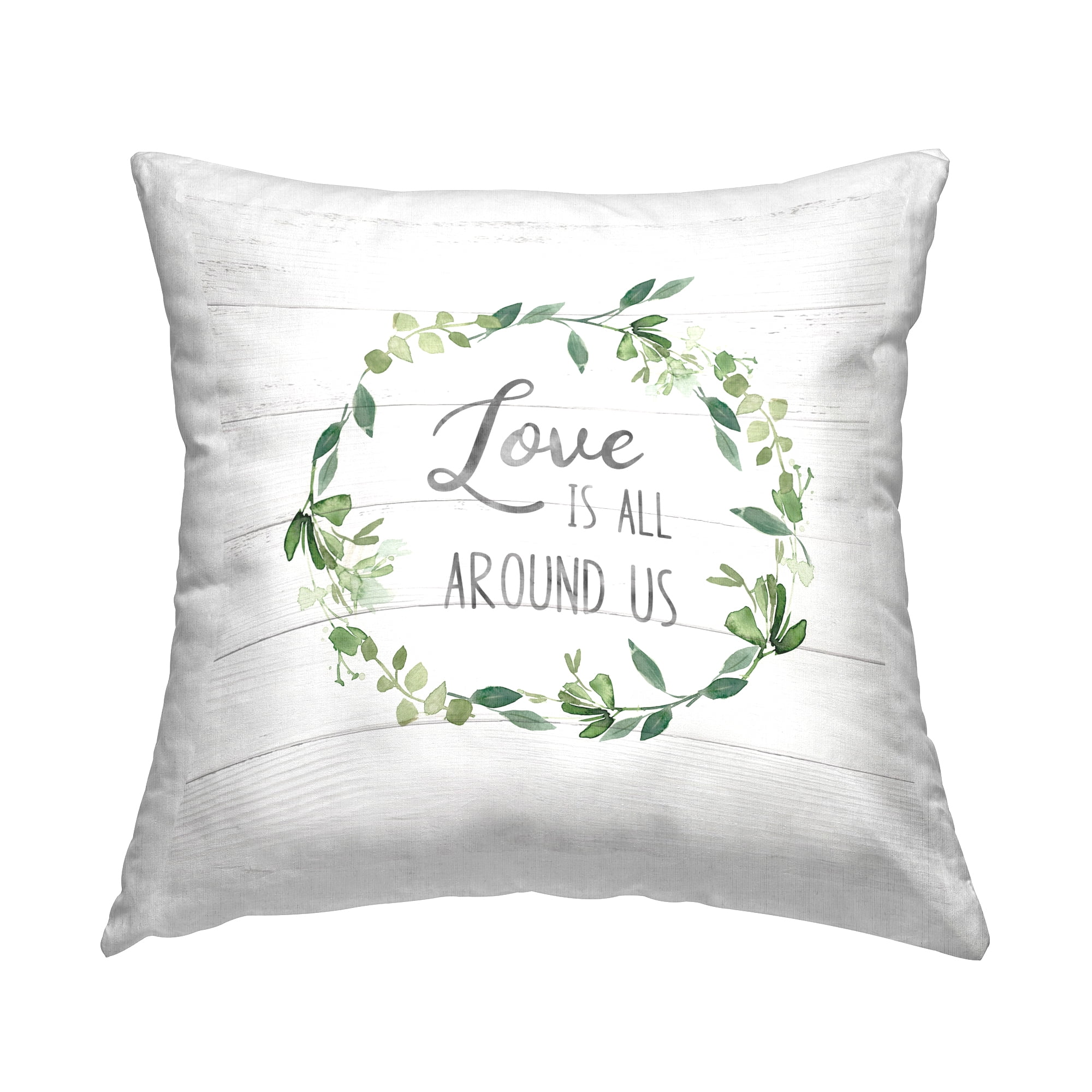 Stupell Industries Love All Around Wreath Decorative Printed Throw Pillow Design by Carol Robinson.