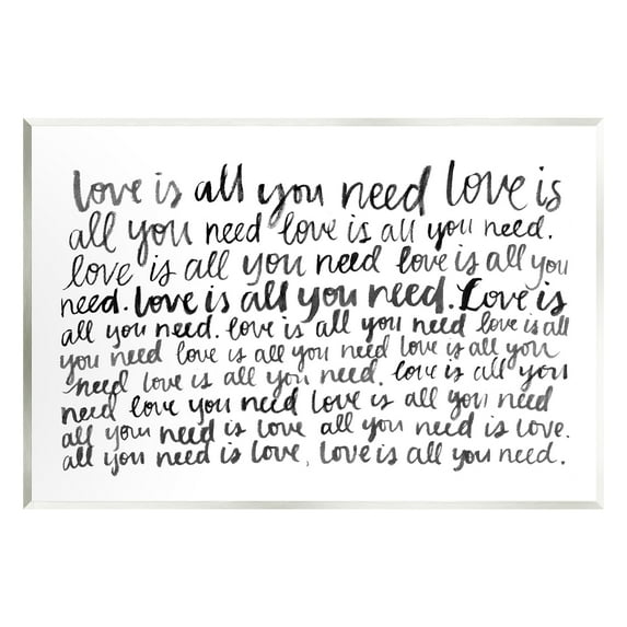 Stupell Industries Love All You Need Romantic Calligraphy Casual Cursive Graphic Art Unframed Art Print Wall Art, Design by Grace Popp