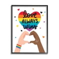 thumbnail image 1 of Stupell Industries Love Always Wins Rainbow Heart Hand Gesture,11 x 14, Design by Angela Nickeas, 1 of 7